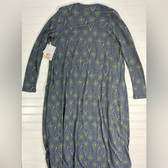 LuLaRoe Sarah Cardigan Duster Sweater Women’s Size XS Blue Green Cream - Picture 12 of 16
